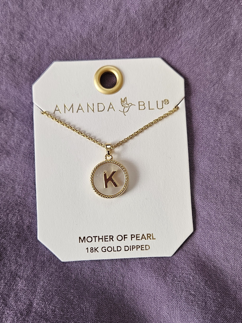 Gold K Initial Mother of Pearl Necklace